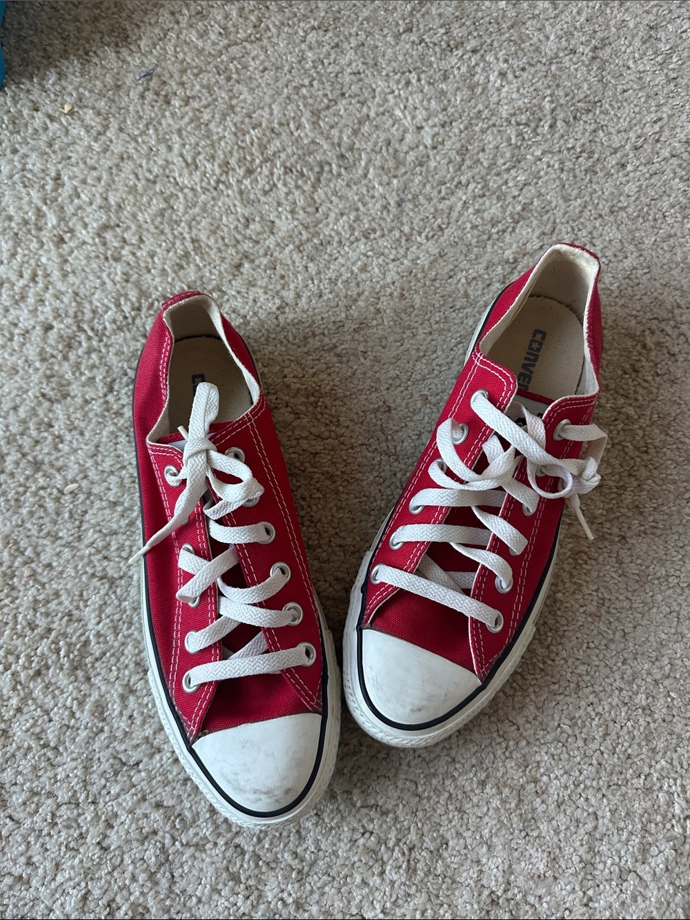 Converse Low Top Canvas All Star Sneakers in Red with White Accents size 8